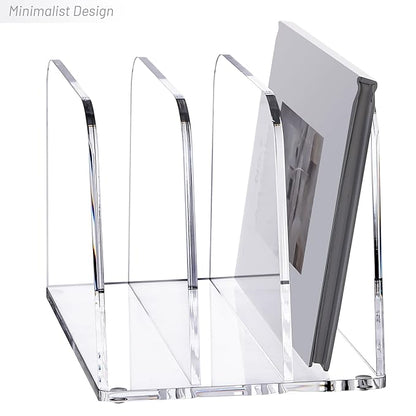 YUXUN Desk File Organizer,3-Section Vertical Clear Acrylic Desk Organizer File Holder Mail Sorter Office Organization for Office Home &Classroom（B5）