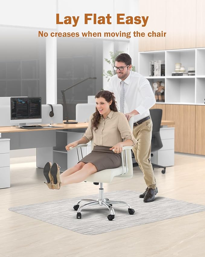 Blvornl Office Chair Mat for Hardwood Floor, 47.2"*60" Desk Computer Chair Mat for Hard Wood, Large Anti-Slip Hard Floor Protector Rolling Chair Mat, PVC Mat Desk Rug for Office and Home Silver Grey
