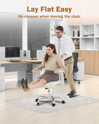 Blvornl Office Chair Mat for Hardwood Floor, 47.2"*60" Desk Computer Chair Mat for Hard Wood, Large Anti-Slip Hard Floor Protector Rolling Chair Mat, PVC Mat Desk Rug for Office and Home Silver Grey