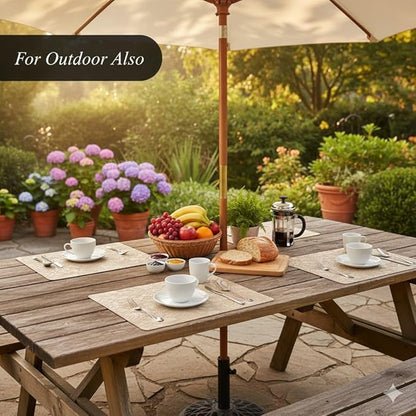 SolaraDawn Faux Leather Table Placemats Set of 6, Washable, Wipeable & Heat-Resistant Table Mats, Waterproof Dining Place Mats with Embossed Texture for Kitchen & Dining, Beige, 17" × 12"