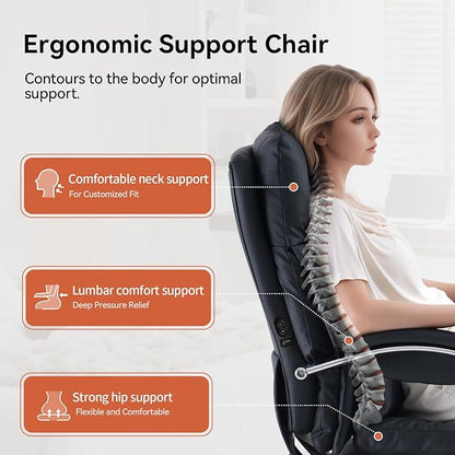 LEAGOO Heated Massage Office Chair with Foot Rest, Reclining Ergonomic Executive Office Chair with Massager for Lower Back, High Back PU Leather Comfy Heated Computer Desk Chair with Arms, Black