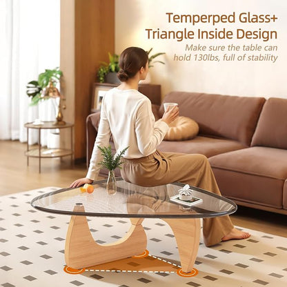Coffee Table for Living Room Mid Century Modern Center Small Table, Original Transparent(32 Inch)