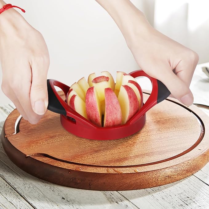 Apple Slicer,4.72 Inch Apple Corer and Slicer -Apple Cutter,Red | Stainless Steel Corer, 12 Sharp Blades,Anti-slip Handle,Hand wash/Dishwasher