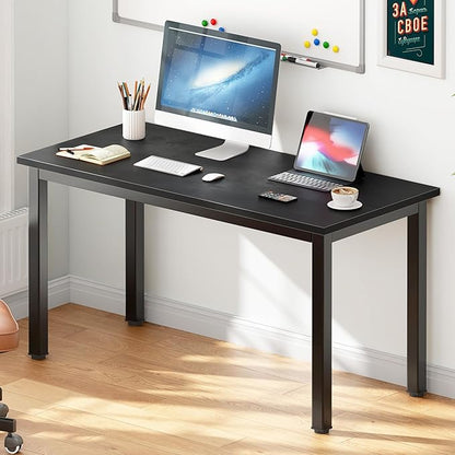DlandHome 47 inches Medium Computer Desk, Composite Wood Board, Decent and Steady Home Office Desk/Workstation/Table, BS1-120BB Black Walnut and Black Legs, 1 Pack