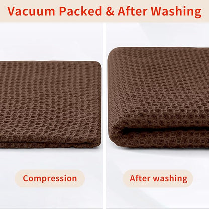 Homaxy 100% Cotton Waffle Weave Kitchen Dish Cloths, Ultra Soft Absorbent Quick Drying Dish Towels, 12 x 12 Inches, 12-Pack, Coffee