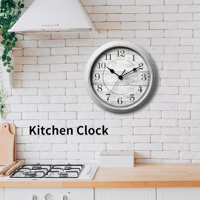Wall Clock, 9 Inch Silent Wall Clocks Battery Operated, Decorative Clocks for Kitchen Living Room, Bedroom (Gray)