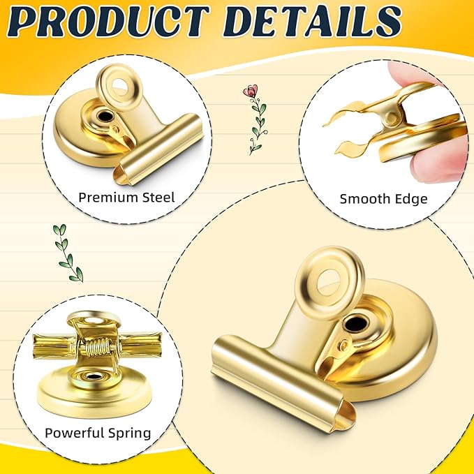 GRTARD 12Pack Magnetic Clips with Anti-Scratch Sticky Pads, Strong Heavy Duty Fridge Magnets Clip, Whiteboard Magnets with Clips, Non-Scratch Metal Magnetic Clip for Refrigerator, Whiteboard