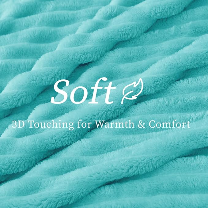 BEDELITE Fleece Throw Blanket for Couch - 300GSM Soft & Warm Fluffy Aqua Blanket, Decorative and Giftable Striped Blankets for Women, Men, 50"x60"