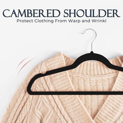 HOUSE DAY Black Velvet Hangers 360 Pack, Premium Non-Slip Felt Clothes Hangers, Sturdy Black Hanger Heavy Duty Durable for Coat, Suit, Space Saving No Hanger Mark Rotating Hook