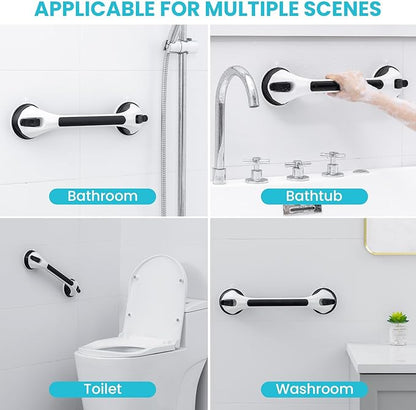 TAILI Shower Grab Bar 2 Pack Suction Grab Bars for Bathtubs and Showers, Heavy Duty Shower Handle Removable Shower Handrails for Seniors and Elderly, Bathroom Safety Grip No Drilling Waterproof, Black