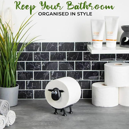 Generic Sheep Toilet Paper Holder, Cute Paper Towel Storage Rack, Wall-Mounted Paper Towel Basket, Black (3)