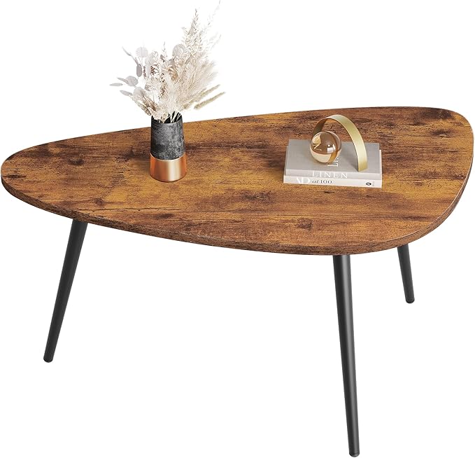 WLIVE Oval Coffee Tables, Modern Coffee Table for Living Room, Coffe Table for Small Space Home Office, Easy Assembly, 33.5" W x 18.9" D x 18.7" H, Rustic Brown