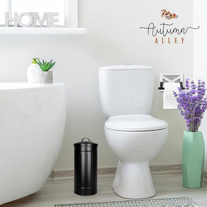 Autumn Alley Black Toilet Paper Holder Canister with Lid – Rustproof Free-Standing Farmhouse Metal Covered Toilet Paper Holder for Mega Rolls, Rustic Enclosed Toilet Paper Storage Stand