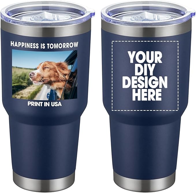 Personalized Coffee Tumbler Print in USA 30oz Stainless Steel Double Wall Insulated Coffee Cup With Text Photo Logo