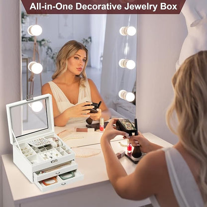 Yoobao Jewelry Boxes for Women with Transparent Lid, 3 Layers Jewelry Organizers and Storage for Necklaces Earrings Bracelets Rings, Ideal Present for Christmas Thanksgiving Birthday Mother's Day