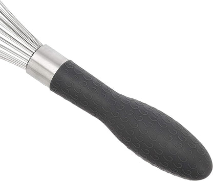 Amazon Basics Stainless Steel Wire Whisk Set for Cooking, Different Sizes, Easy to Hold Ergonomic Handle, 3 Piece, Black/Silver