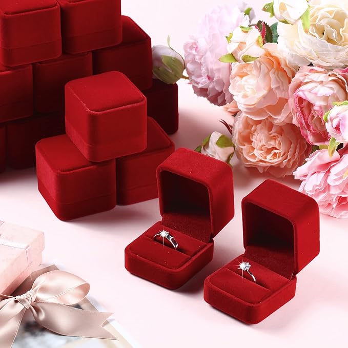 Maitys 48 Pieces Velvet Ring Boxes Bulk for Jewelry Display Wedding Engagement Ring Box Jewelry Case Gift Boxes Earring Boxes for Birthday Anniversary Proposal