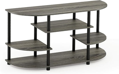 Furinno JAYA Simple Design Corner TV Stand, French Oak Grey/Black, 42.04 x 22.75 x 15.55 Inches