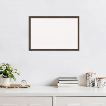 Amanti Art White Cork Board for Wall, 17x25 Vision Board with Brown Wood Frame, Medium Corkboard Office Decor for Home Organization, Modern Contemporary Corkboard Pinboard to display items for home