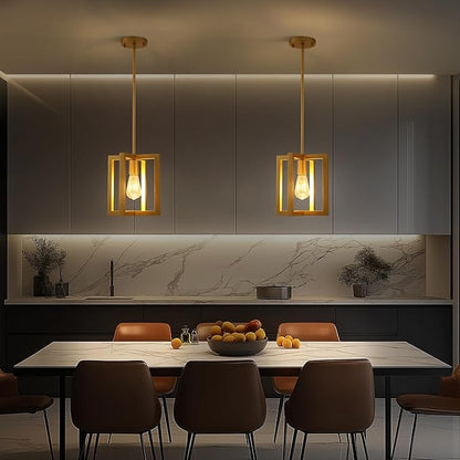 Mini Modern Farmhouse Gold Pendant Lighting for Kitchen Island, Adjustable Industrial Entryway Light Fixture Hanging for for Hallway Bedroom Dining Room Closet