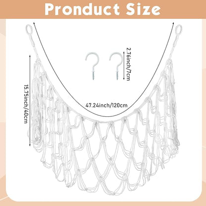Photect Large Wall Mounted Blanket Organizer Wall Hanging Blanket Holder Plush Net Corner Stuffed Animal Holde Storage Hanging Toy Hammock Organizer for Living Bedroom Huge Capacity
