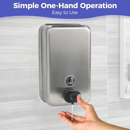 Stardrix Heavy Duty Stainless Steel Wall Mount Soap Dispenser, 1100ml/37oz, with Corrosion Proof Lining and Anti-Leak Pump for Commercial & Home Bathroom Kitchen(Vertical)