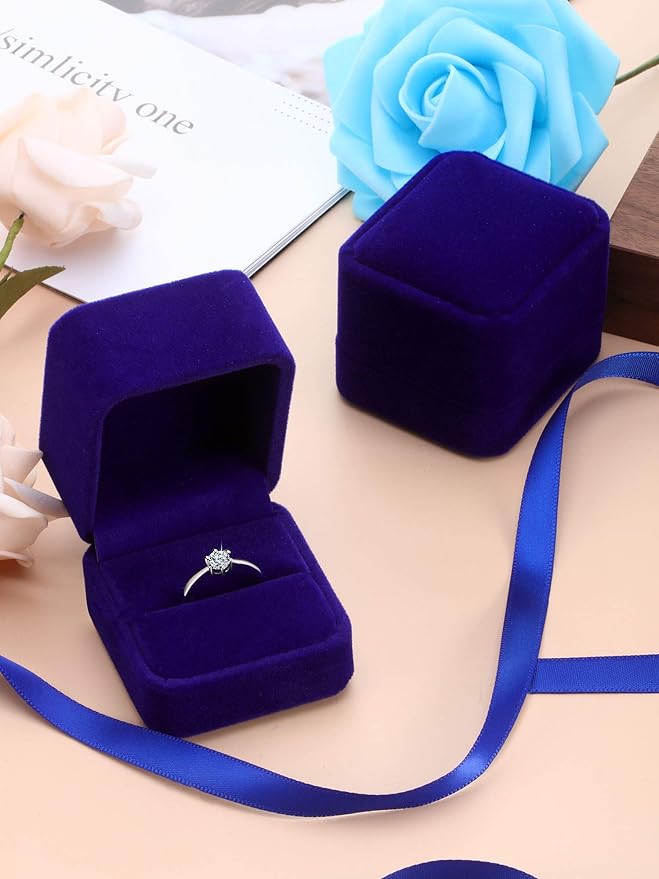 Zhanmai 12 Pcs Christmas Velvet Ring Box Jewelry Box Earring Jewelry Case Gift Boxes for Xmas Women Wedding Engagement Birthday Anniversary Valentines Day 2.12 x 1.77 x 2 Inch(Royal Blue)
