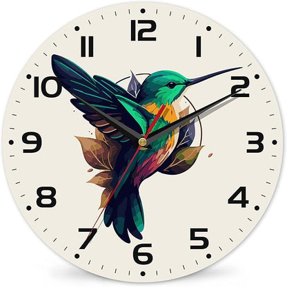 Flaying Hummingbird Bird Wall Clock Silent Non-Ticking Battery Operated Clock 10 Inch, Home Decor for Living Room, Kitchen, Bedroom and Office