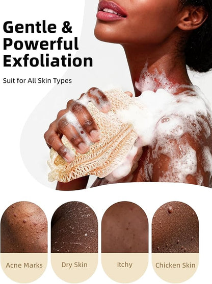 Cleangor 2Pcs African Net Sponge Authentic with Knots - Exfoliating Body | Scrubber for All Skin Types, African Bath Sponge, Wash Cloth, Gentle Exfoliation Shower Rag for Women Daily Use