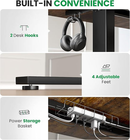 Electric Standing Desk Adjustable - 71x30 Inch Sit Stand Desk with 1 Inch Thick Tabletop, Double Beam Frame, 3 Memory Height Adjustment, Cable Management for Home Office