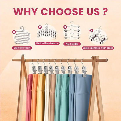 30 Pack Pants Hangers with Clip,Legging Organizer for Closet Hanging, Space Saving Yoga Pants Hangers Clip Hanger Wardrobe Organization,Closet Organizers and Storage for Jeans,Shorts,Skirts,Hats-Gray