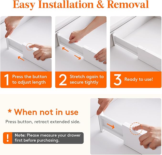 Lifewit 5 Pack Upgrade Drawer Dividers for Clothes, 4" High 11"-17" Adjustable Dresser Drawer Organizers, Expandable White Plastic Drawer Separators for Kitchen, Nursery, Office Organization & Storage