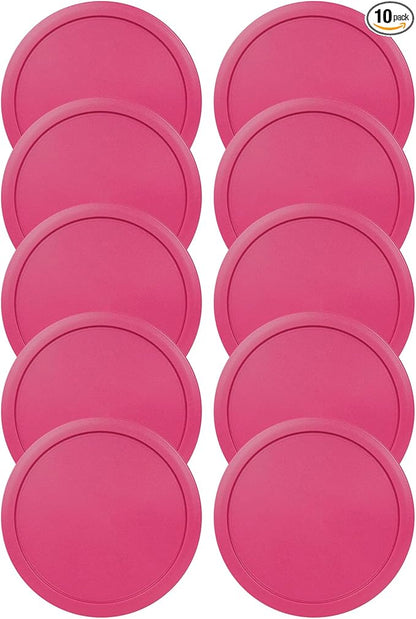 Replacement Lids fits Pyrex 2-Cup Glass Food Storage Container Bowls, 5-Inch Plastic Round Lids Covers for Pyrex 7200-PC, Airtight & Leakproof (10-Pack, Fuchsia)