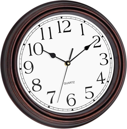 Foxtop 12 Inch Wall Clocks Battery Operated Silent Non-Ticking Classic Vintage Retro Wall Clock Decorative for Office Living Room Kitchen Home (Bronze)