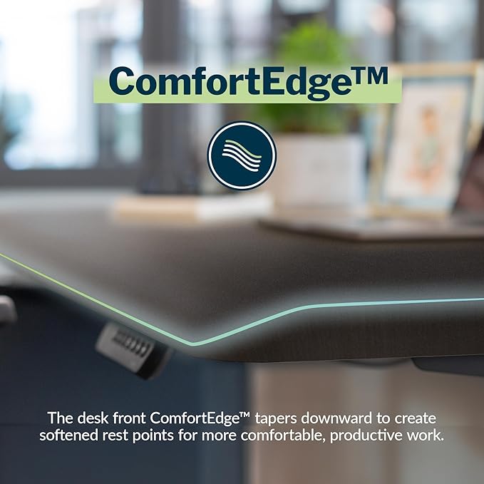 Vari ComfortEdge 48x30 Inch Adjustable Electric Standing Desk – Sit Stand VariDesk with Memory Presets, Sloped Edge, 220 LB Capacity + Tool-Free Assembly (Black Top/Black Legs)