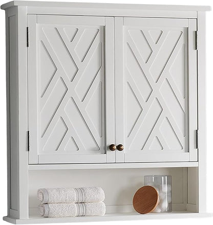 Alaterre Furniture Coventry 27W x 29H Wall Moted Bath Storage Cabinet with Two Doors and Open Shelf