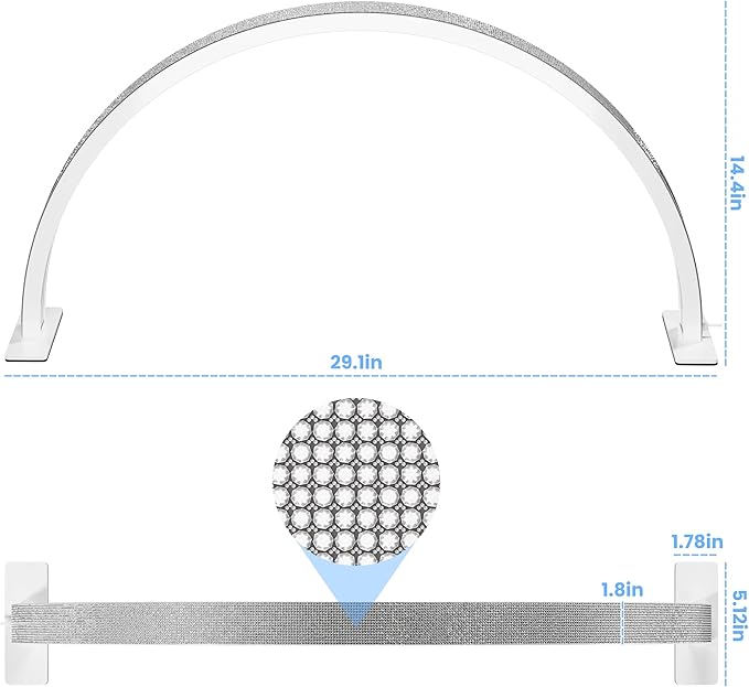 Large Half Moon Light for Nail Desk, 30" 48W Professionals Led Light, Desk Lamp for Lash Eyelash Extension,Makeup Desk lamp,Color Temperature 2700K-6000K, Salon&Home(Crystal Diamond)