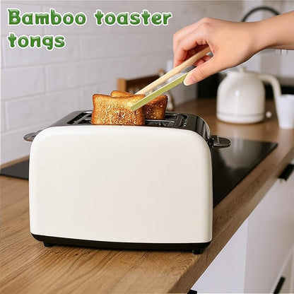 SHENLIU 200 Pcs 6.2 Inch Long Extended Mini Bamboo Tongs, Disposable Small Wooden Toaster Tongs Serving Party Cooking Utensils for Wedding Party Catering Buffet Home Charcuterie Catering Buffet