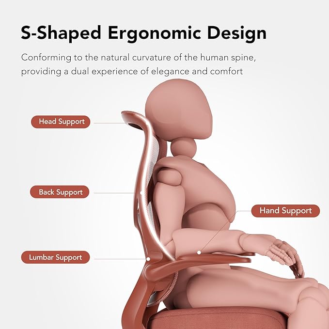 NearHub EC10 Stylish Ergonomic High Back Mesh Reclining Office Chair with Adjustable Flip-Up Armrests,Lumbar Support & Headrest,Breathable & Comfortable Computer Chair for Home, Office & Study