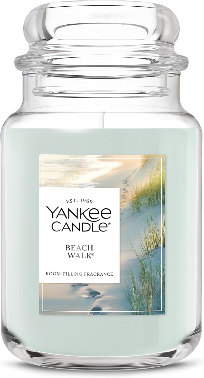 Yankee Candle Beach Walk, Scented Candle, 22oz Large Jar with up to 150 Hour Burn Time, Giftable