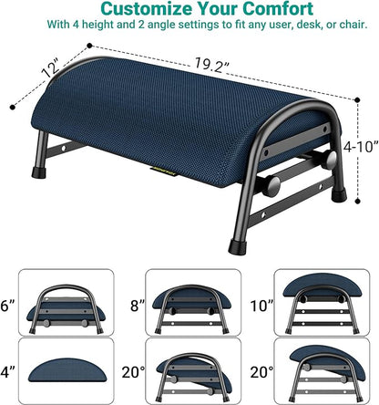 YEASHEIN Adjustable Foot Rest for Under Desk at Work, Ergonomic Under Desk Footrest with 6 Positions, Foot Stools for Under Office Desk Chair, Leg Rest for Home, Car, Computer, Gaming Accessories