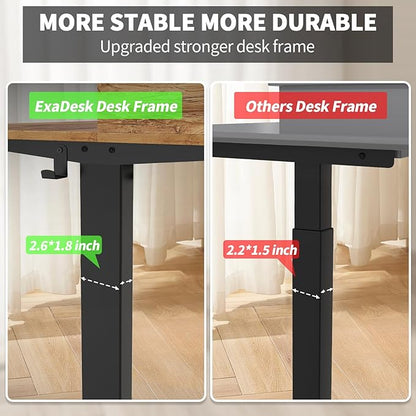 48 x 30 Inch Electric Standing Desk with 2 Drawers, Adjustable Height Widened Stand Up Desk with Storage, Sit to Stand Ergonomic Workstation for Home Office, Light Rustic
