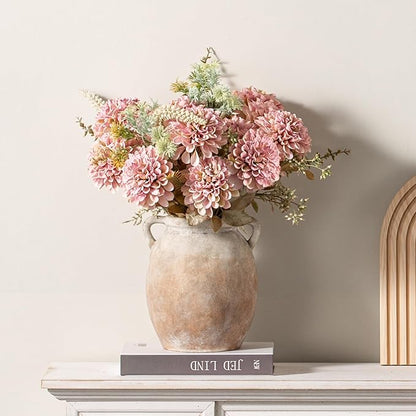 Dobbyby Ceramic Flower Vase 7.6 inch Farmhouse Rustic Vase Decorative Pottery Terracotta Vases for Home Decor Table Mantle Fireplace Living Room Bathroom Wedding Centerpiece (Aged Terra)