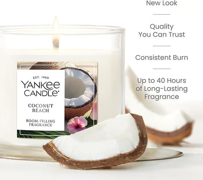 Yankee Candle Small Tumbler Scented Candle with up to 40 Hour Burn Time, Premium Plant Wax Blend for Consistent Burn, 4.3 oz Tumbler Candle with Room Filling Fragrance, Coconut Beach