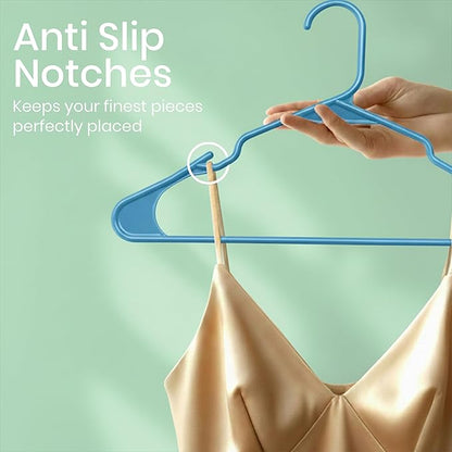 Utopia Home Clothes Hangers 30 Pack - Plastic Hangers Space Saving - Durable Coat Hanger with Shoulder Grooves (Blue)