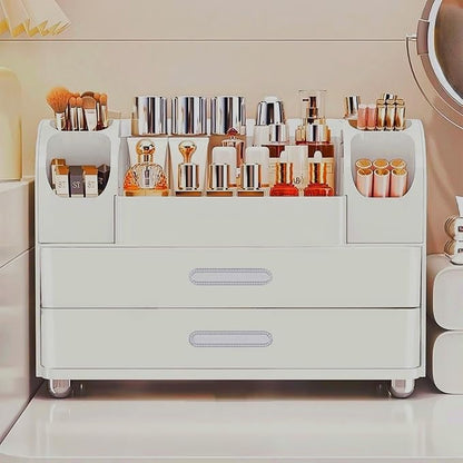 Makeup Organizer with Drawers for Vanity,Bathroom Countertop Organizer with Brushes Holder,Skincare Storage Organizer,Perfect Cosmetic Display Case for Skincare,Lipstick and Beauty Essential