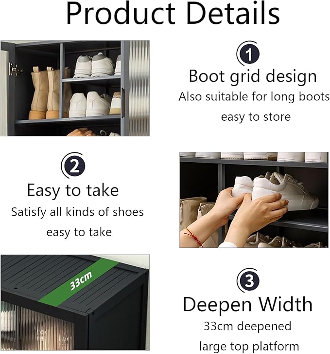 11-Tier Large Shoe Cabinet with Acrylic Doors, Large Capacity Bamboo Shoe Cabinet, 40-45 Pairs Shoe Rack, Free Standing Shoe Rack,Entrance for Hallway Living Room