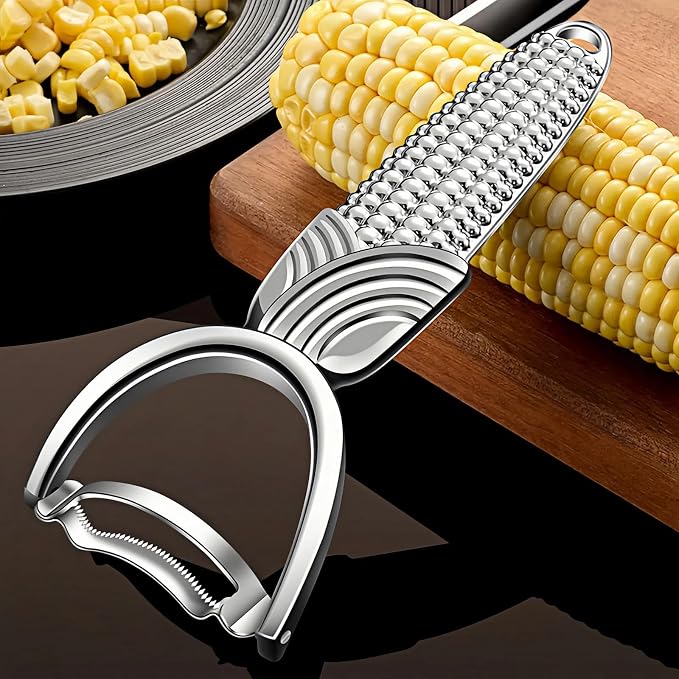 TEEVEA Corn Peeler for Corn on the Cob, Stainless Steel Corn Cob Stripper, Kernel Remover Tool for Home Kitchen BBQ Canning Camping