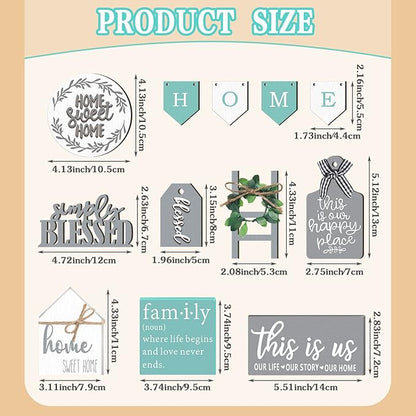 11 pcs Home Tiered Tray Decor This is us Rustic Farmhouse Tiered Tray Decorations Set Home Wooden Signs Vintage Farm Animal Farmhouse Tabletop Wood Signs for Kitchen Table Shelf Decor