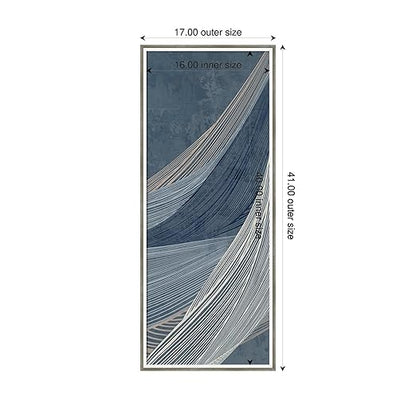 Amanti Art Framed Fabric Pinboard 17 x 41, Indigo Threads I by PI Studio Printed Modern Bulletin Board for Use as a Vision Board or Wall Organization Frame